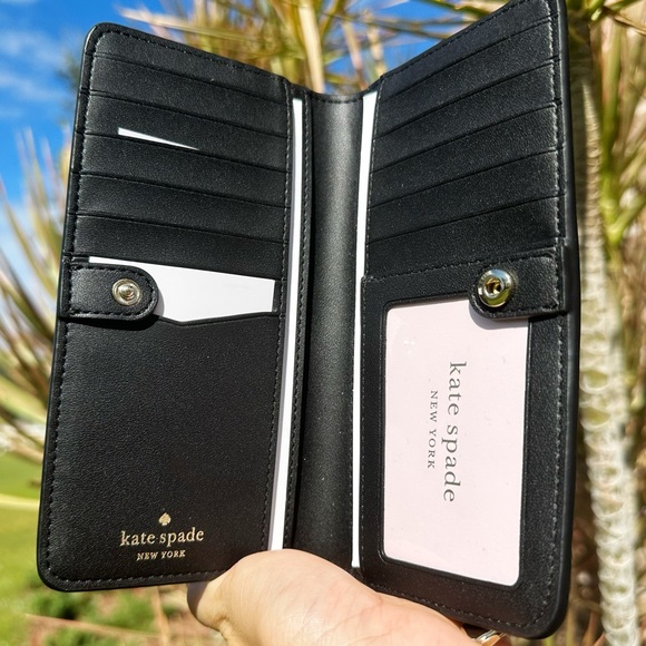 Kate spade Large Bifold Wallet Grey Black Floral - Picture 4 of 4